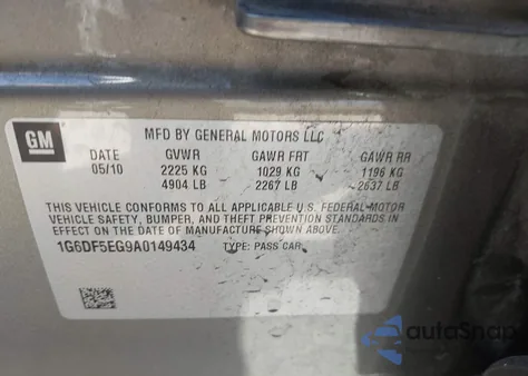 2010 Cadillac Cts Luxury z USA, uszkodzony, nr VIN 1G6DF5EG9A0149434